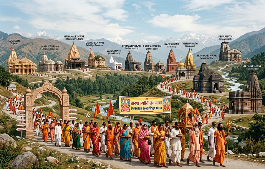12 Jyotirlinga Yatra guide featuring sacred Shiva temples across India