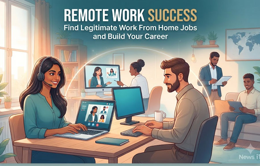 Professional working comfortably on a laptop in a clean home office setup